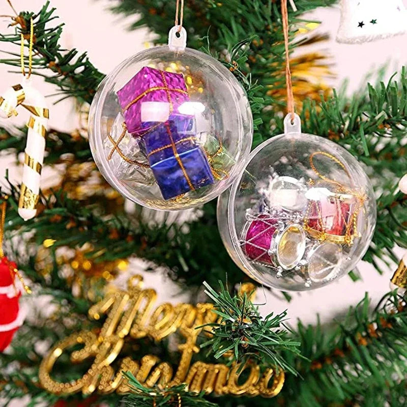 Kit 6 Bolas Plásticas Transparentes Abertas – Enfeites DIY para Natal, Casamento e Festas