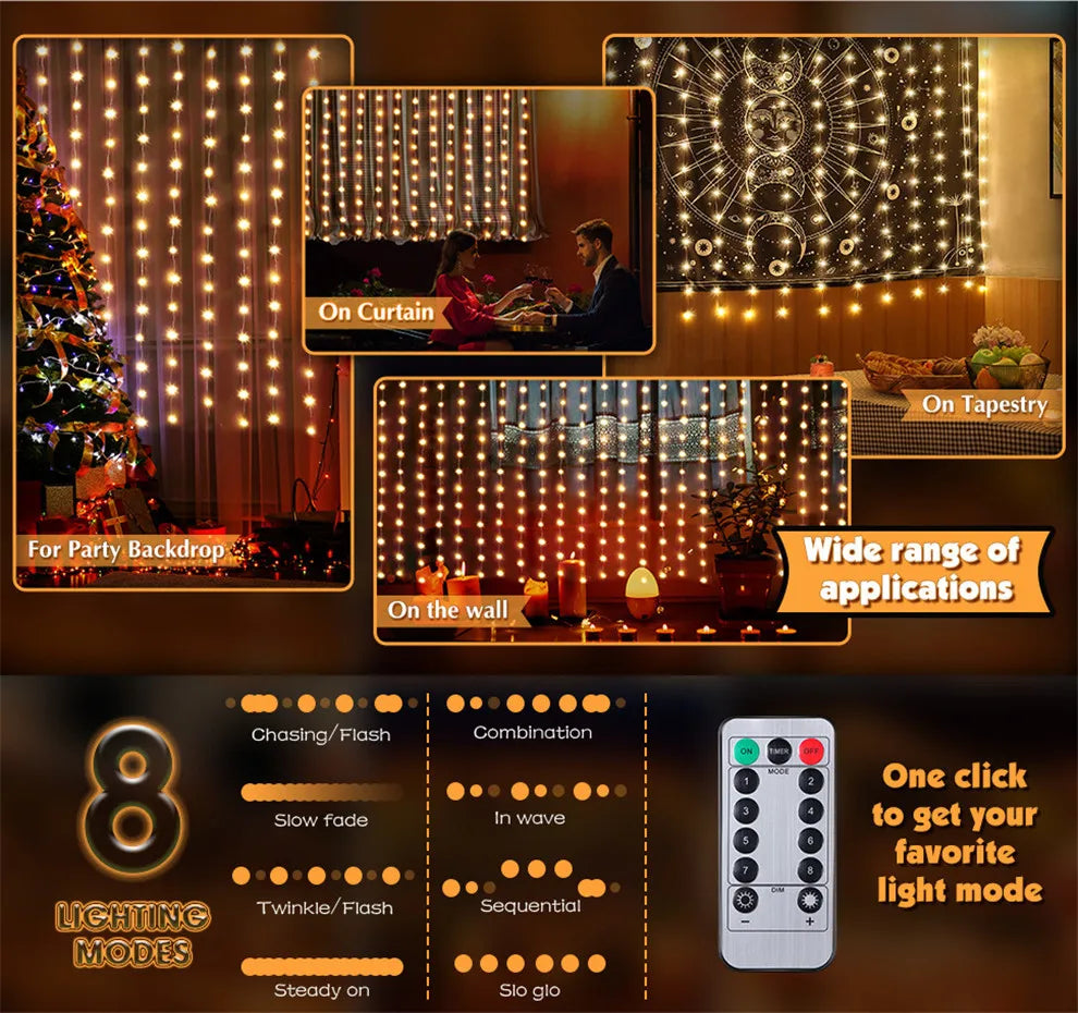 Cortina de Luzes LED de Natal