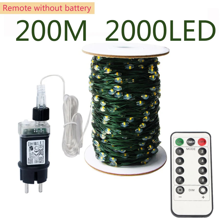 Luzes Led de Fada com Fio Verde