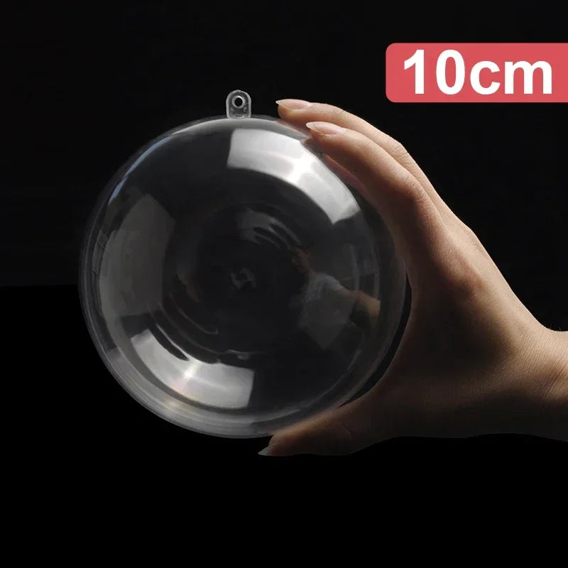 Kit 6 Bolas Plásticas Transparentes Abertas – Enfeites DIY para Natal, Casamento e Festas