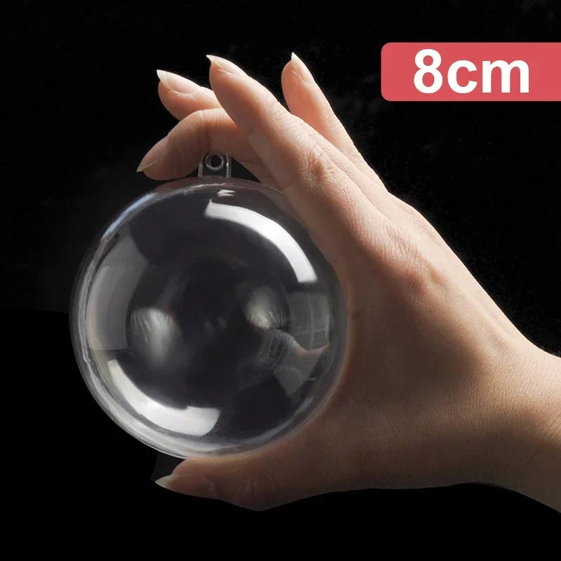 Kit 6 Bolas Plásticas Transparentes Abertas – Enfeites DIY para Natal, Casamento e Festas