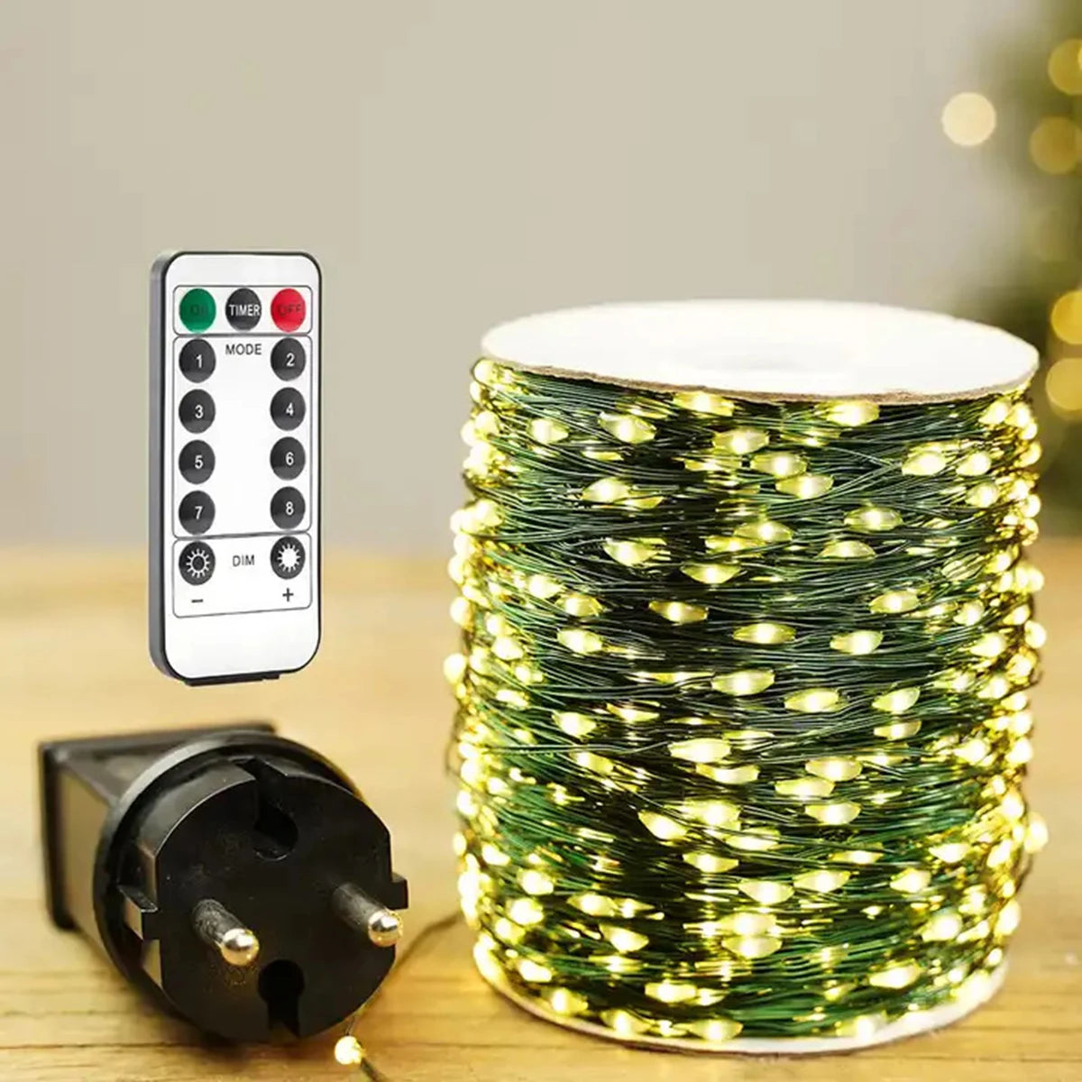 Luzes Led de Fada com Fio Verde