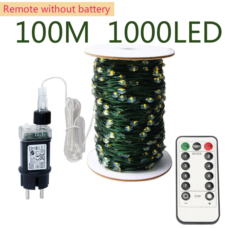 Luzes Led de Fada com Fio Verde