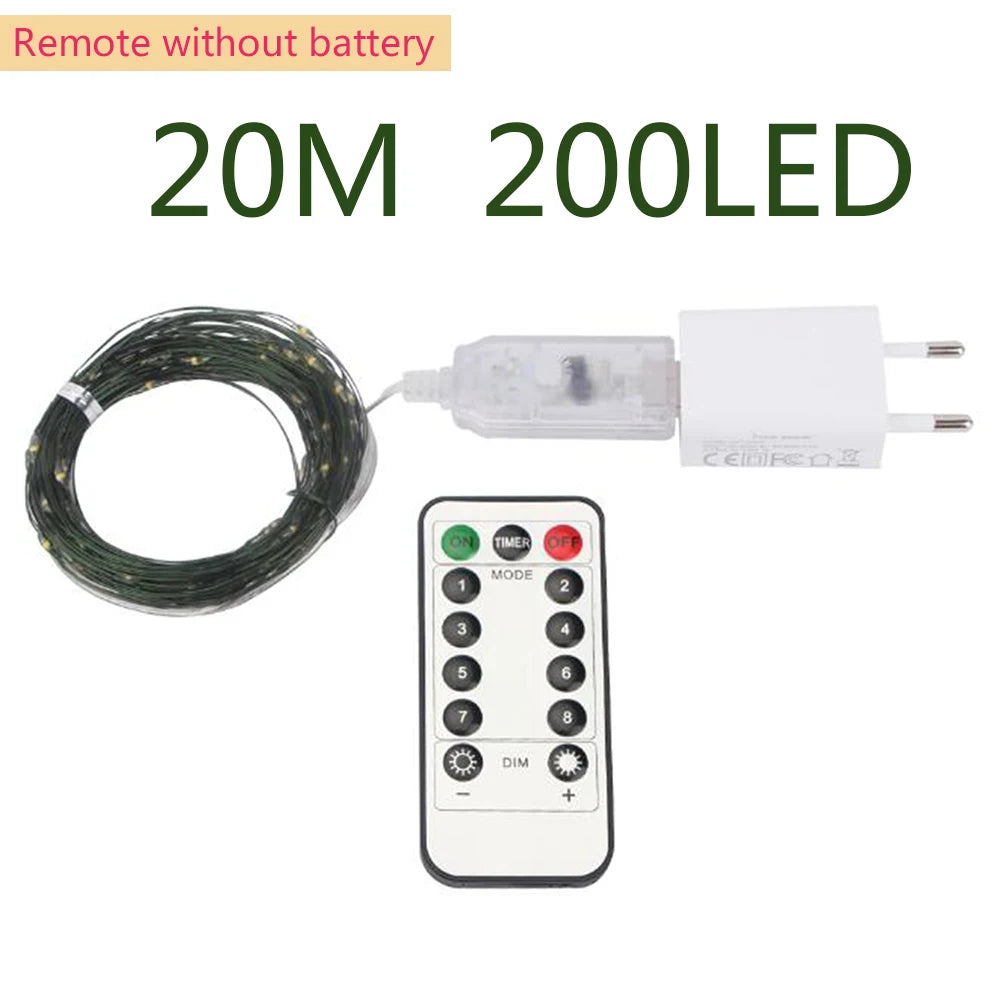 Luzes Led de Fada com Fio Verde