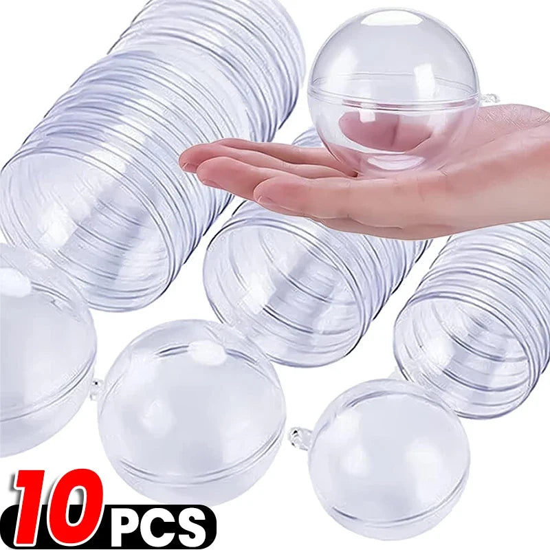 Kit 6 Bolas Plásticas Transparentes Abertas – Enfeites DIY para Natal, Casamento e Festas