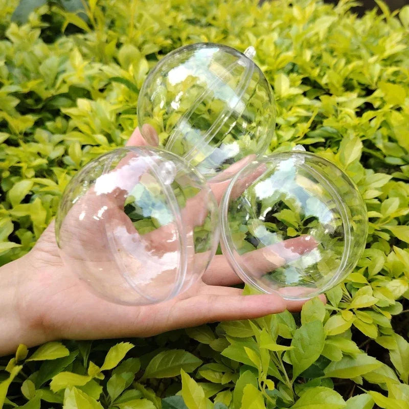 Kit 6 Bolas Plásticas Transparentes Abertas – Enfeites DIY para Natal, Casamento e Festas