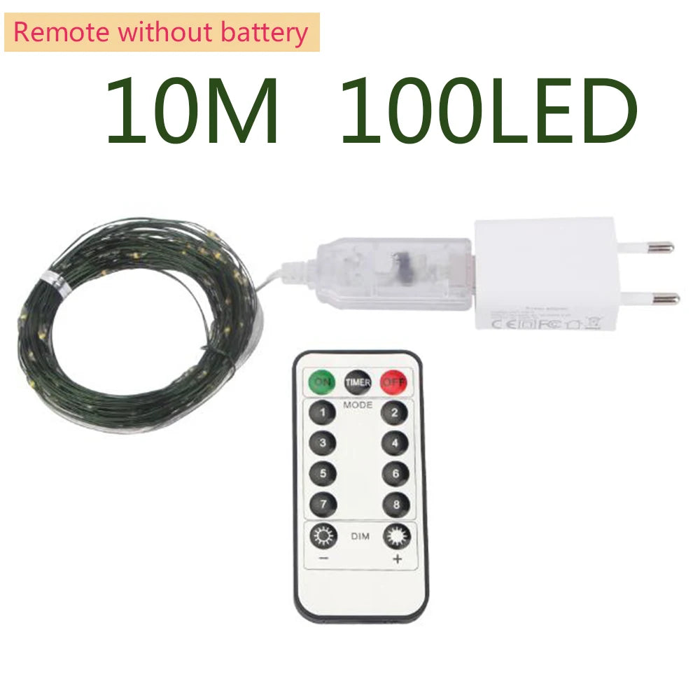 Luzes Led de Fada com Fio Verde