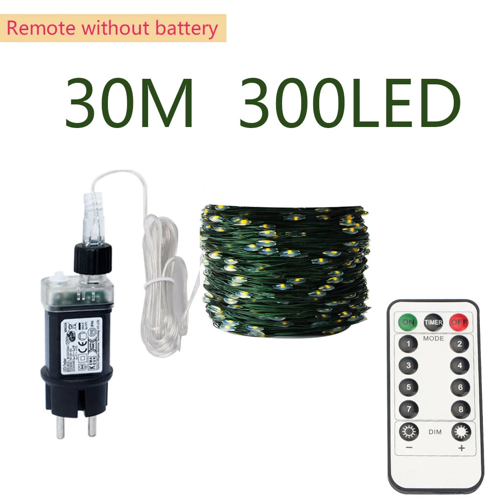 Luzes Led de Fada com Fio Verde
