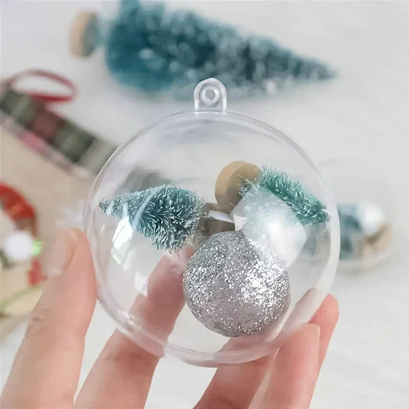 Kit 6 Bolas Plásticas Transparentes Abertas – Enfeites DIY para Natal, Casamento e Festas